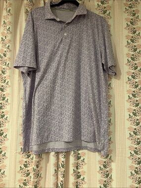tasc Performance Mens Cloud Golf Polo Shirt Purple Pattern Size XL